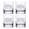City Skyline Whiskey Glasses San Francisco Seattle San Diego Los Angeles