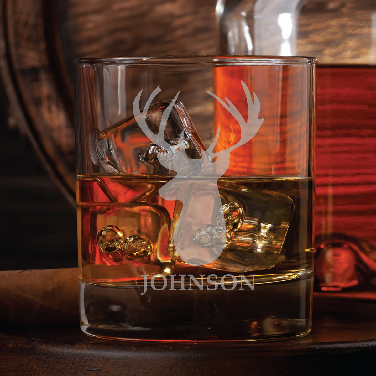 Buck Whiskey Glass Personalized