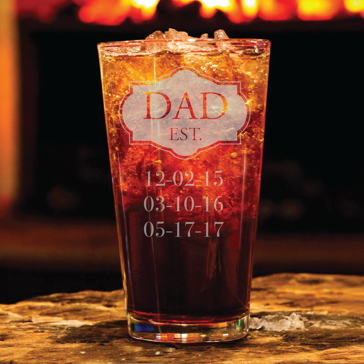 Personalized Dad Established Pint Glass