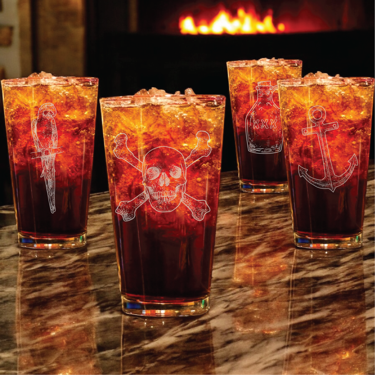 Pirates Life Beer Glasses 4PC Set