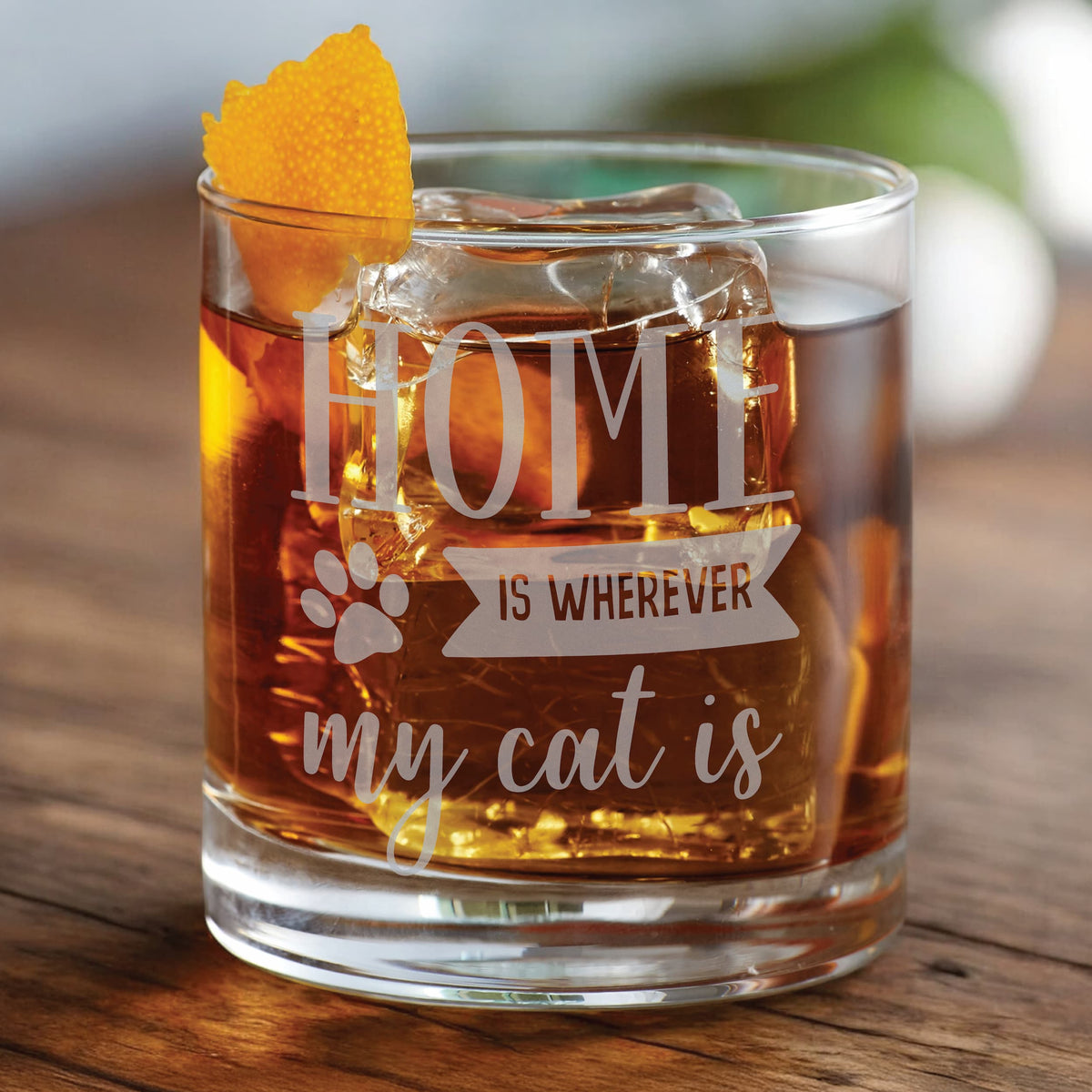 Home is Wherever My Cat Is Whiskey Glass
