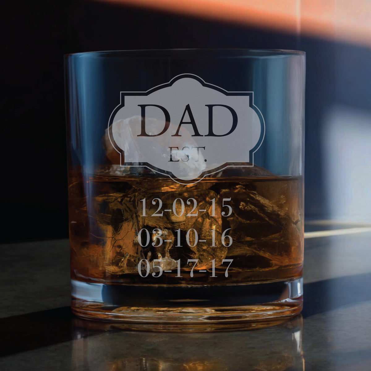 Dad Est. Engraved Whiskey Glass