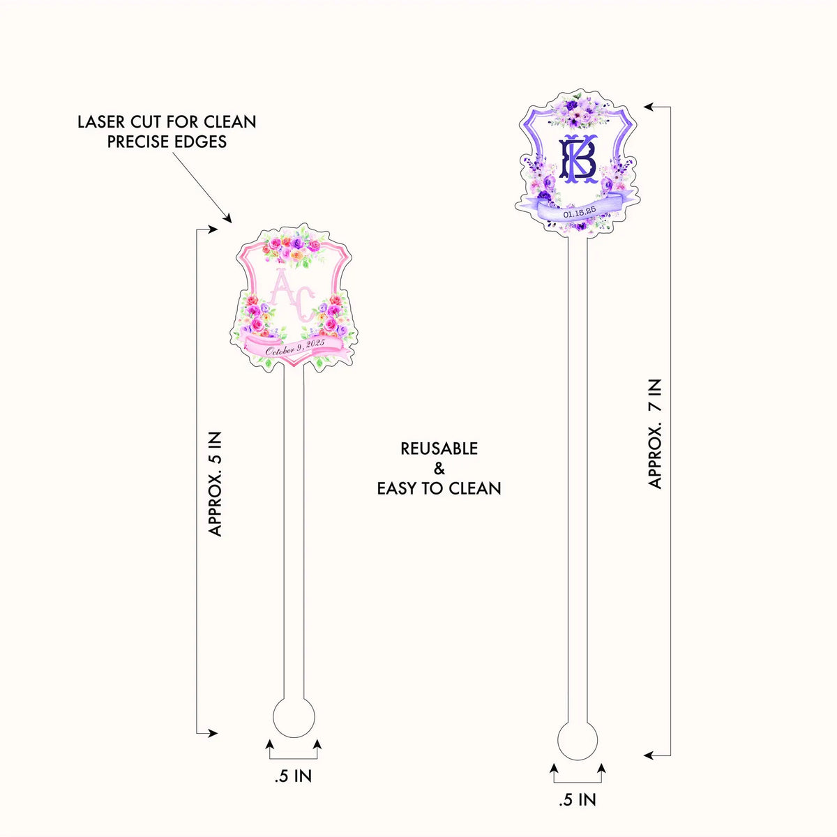 Custom Wedding Monogram Acrylic Stir Sticks, Cocktail Stirrers, Custom Wedding Swizzle, wedding table decor