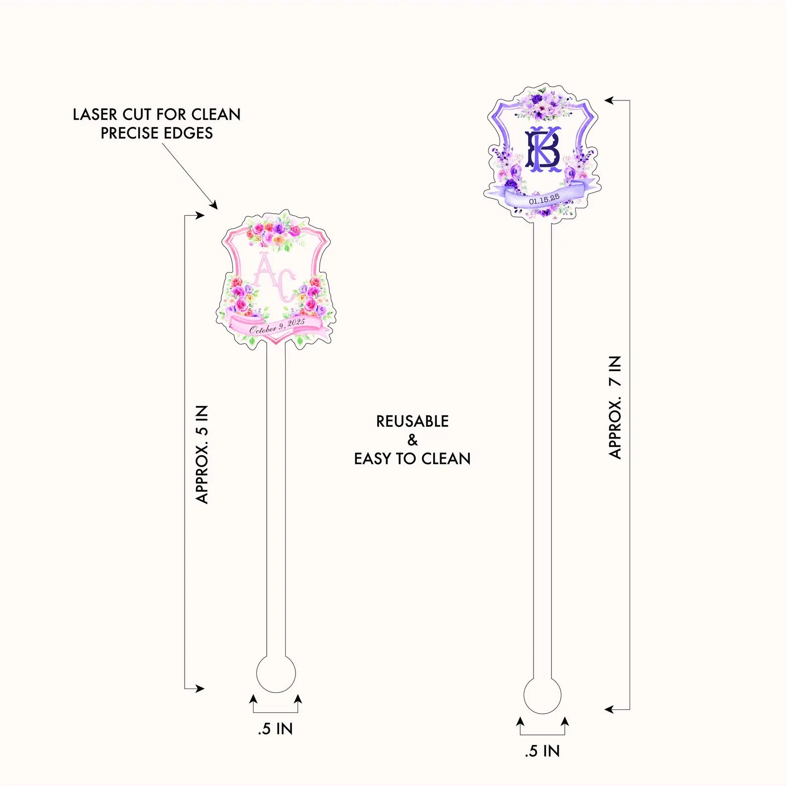 Custom Wedding Monogram Acrylic Stir Sticks, Cocktail Stirrers, Custom Wedding Swizzle, wedding table decor