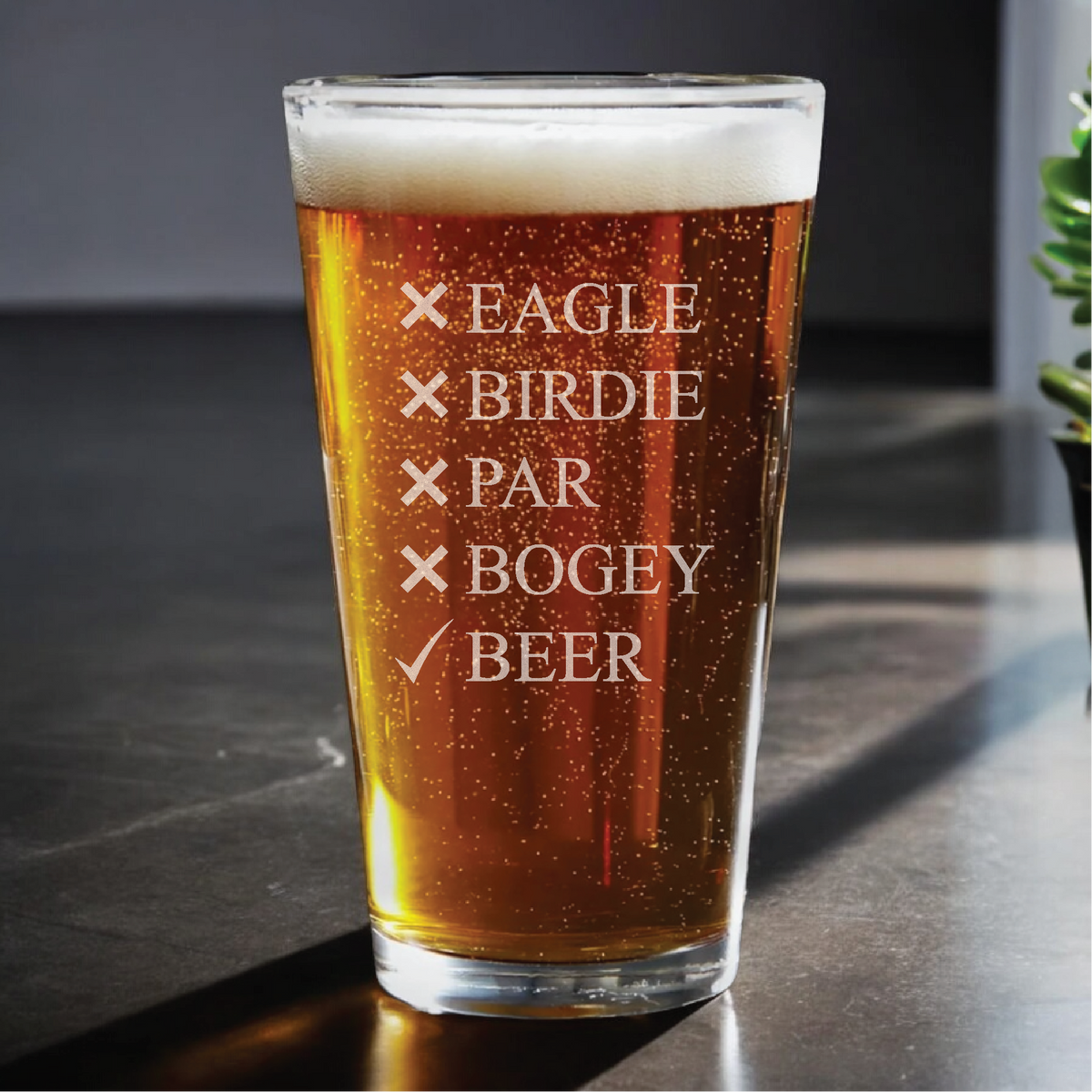 Glass Bogey Eagle Birdie Par Bogey Beer Pint Glass - Laser Print Co.