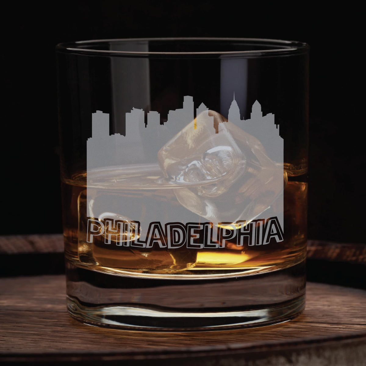 Philadelphia Skyline Whiskey Glass