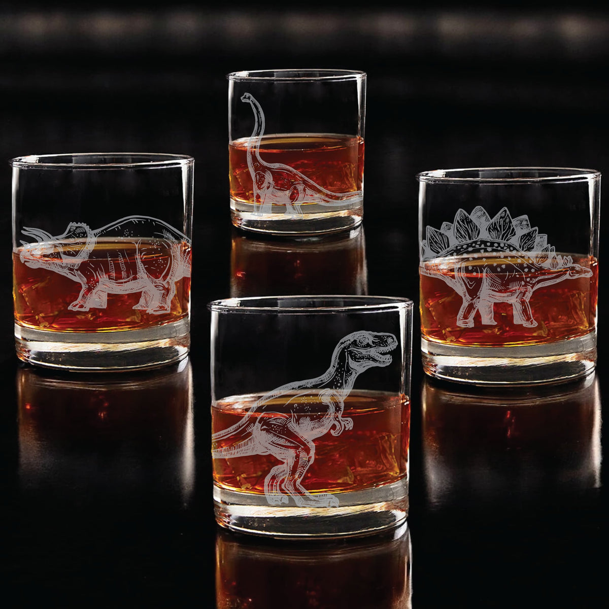 Dinosaur Whiskey Glasses Set of 4
