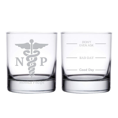 Nurse Practitioner NP Personalized Whiskey Glass