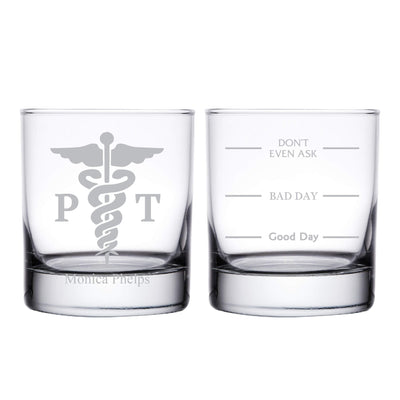 Physical Therapist Personalized Whiskey Glass