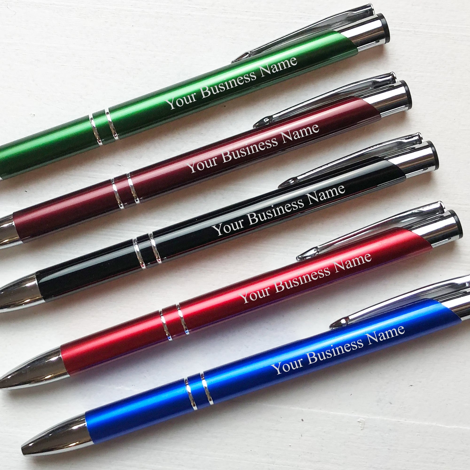 Personalized Business Name Silver Trim Aluminum Pen