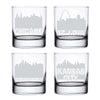 City Skyline Whiskey Glasses Chicago St. Louis Indianapolis Kansas City