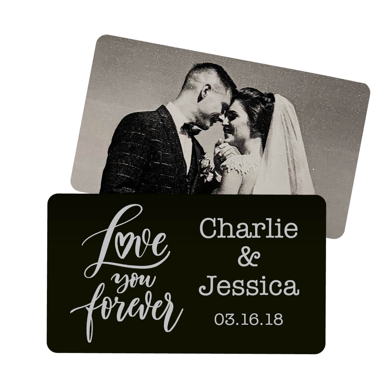 Love You Forever Script Personalized Metal Wallet Card