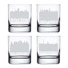 East Coast City Skyline Whiskey Glasses Boston New York Philadelphia Washington