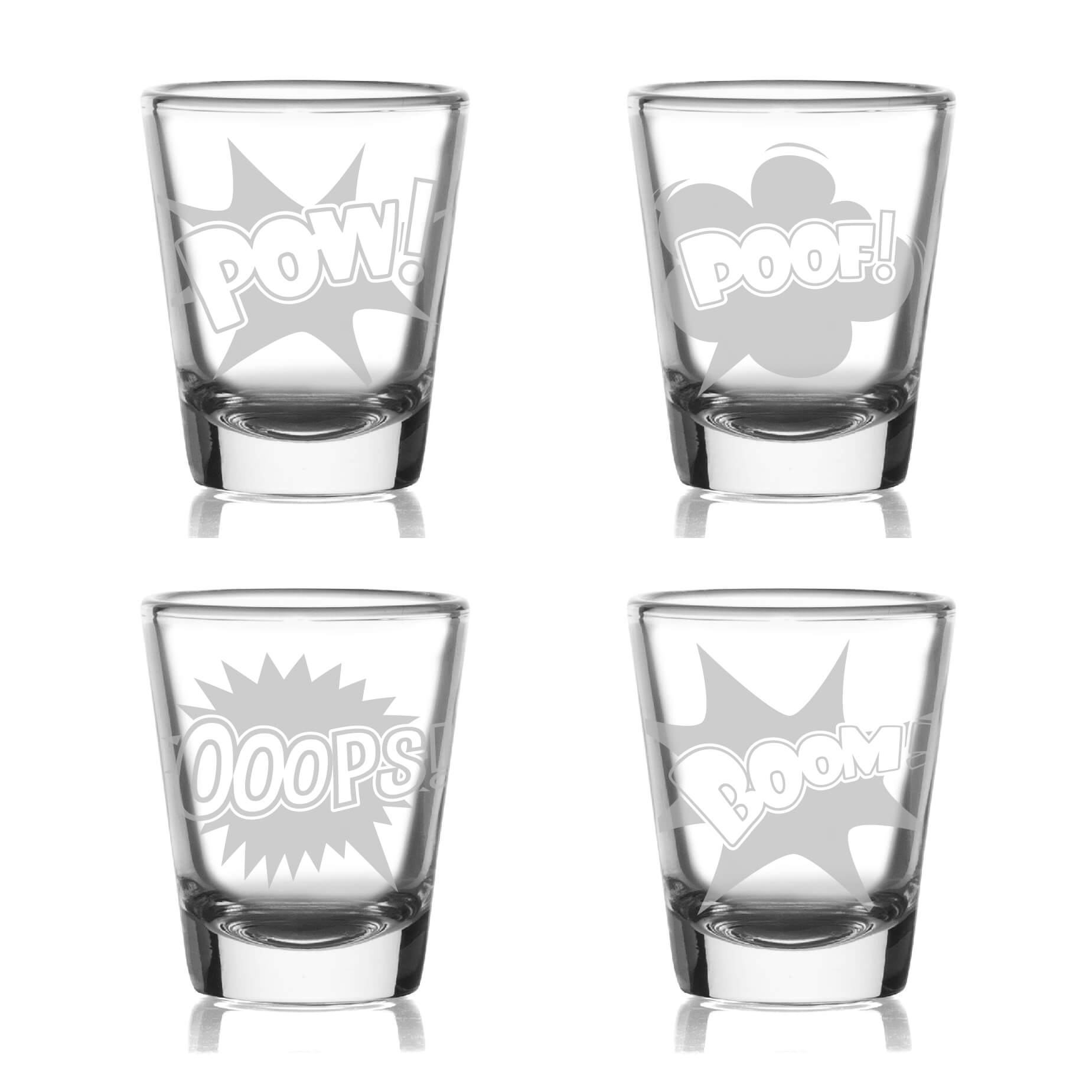 Comic Shot Glasses- Set of 4